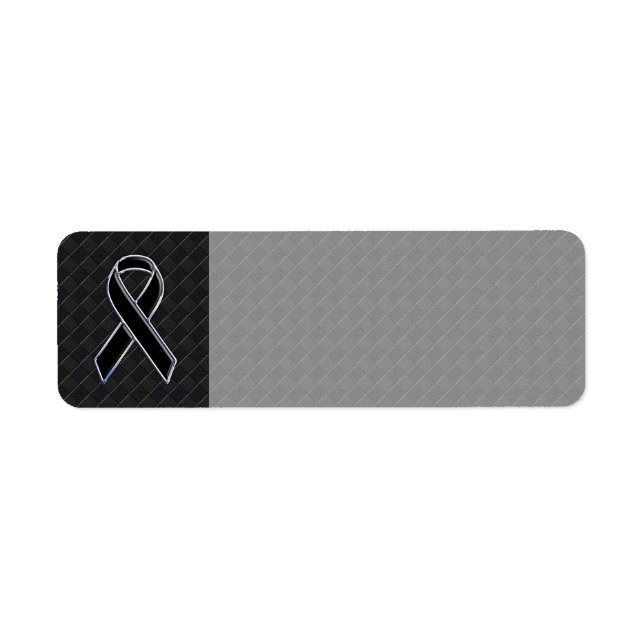 Étiquette Chrome Style Black Ribbon Awareness (Devant)