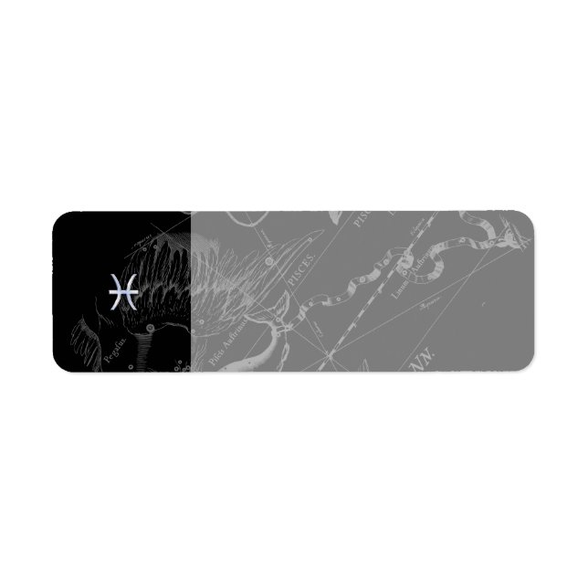 Étiquette Chrome Style Pisces Zodiac Symbol on Hevelius (Devant)