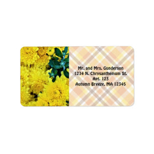 Étiquette Chrysanthèmes / Fleurs jaunes / Thème de chute /