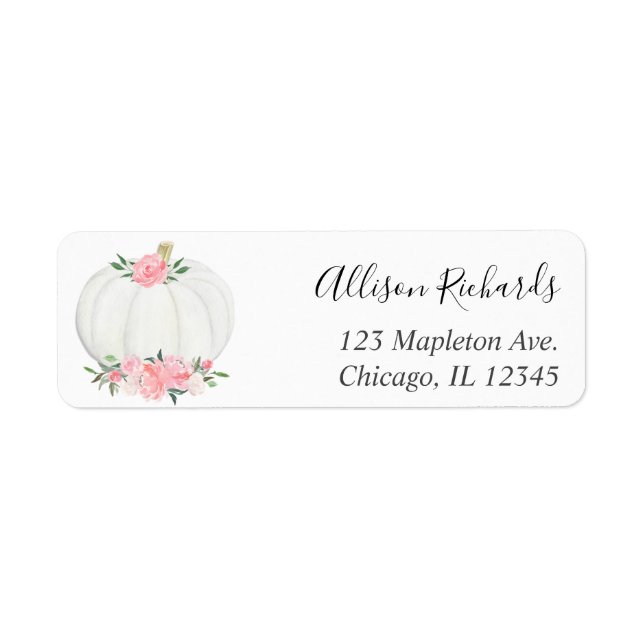 Étiquette Chute d'aquarelle citrouille rose (Devant)