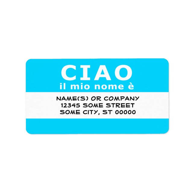 Étiquette CIAO il mio nome est (bleu) (Devant)