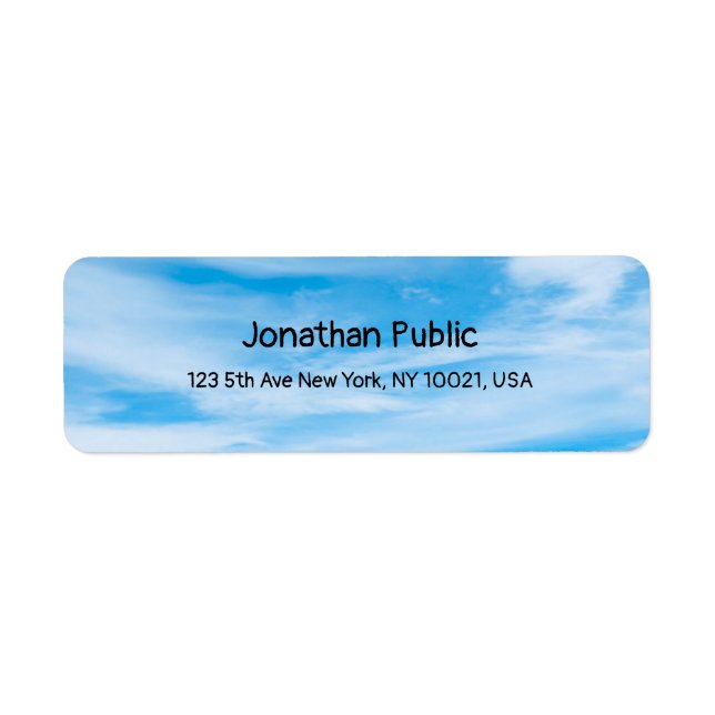 Étiquette Ciel bleu nuages blancs Élégant Modèle de calligra (Devant)