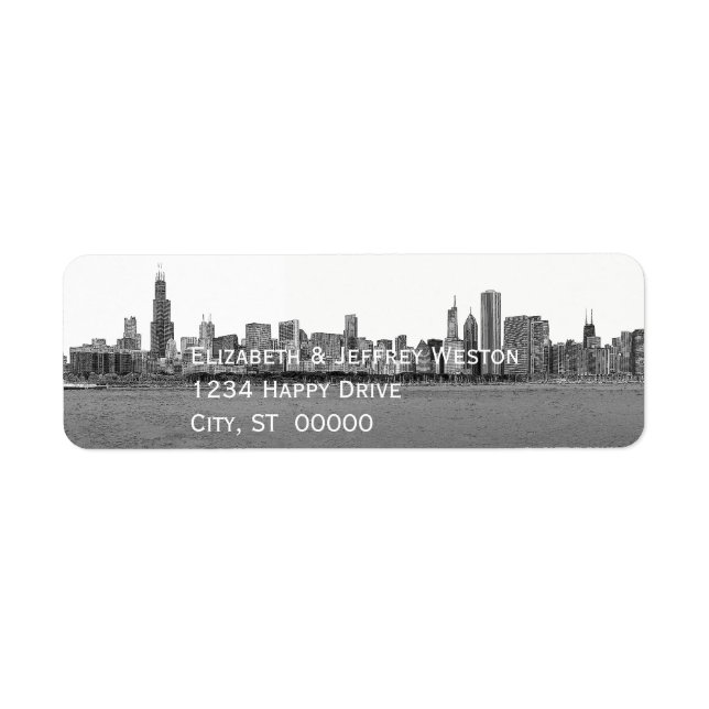 Étiquette Ciel de Chicago Illinois (Devant)