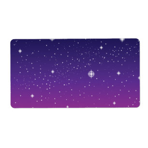 Étiquette Ciel nocturne étoilé violet foncé