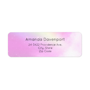 Étiquette Ciel rose pastel avec arc-en-ciel jaune