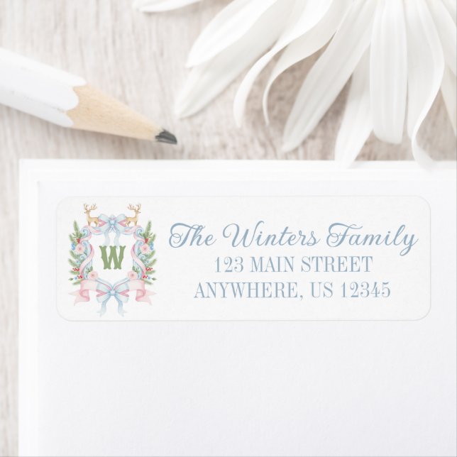 Étiquette Cimetière de Monogramme de Noël des papillons Prep (En situation)