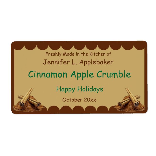 Étiquette Cinnamon Sticks Scalloped Edge Food (Devant)