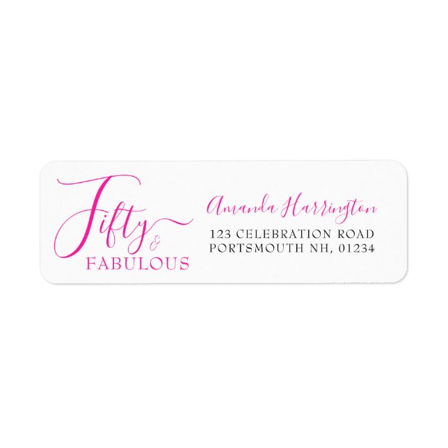Étiquette Cinquante ans et Fabuleux Script Fête d'anniversai (Devant)