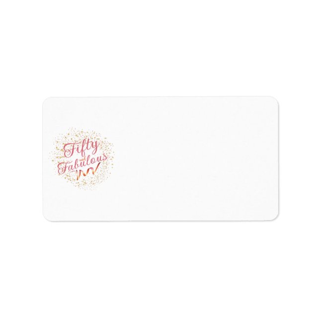Étiquette Cinquante et fabuleux typographie rose, or étincel (Devant)