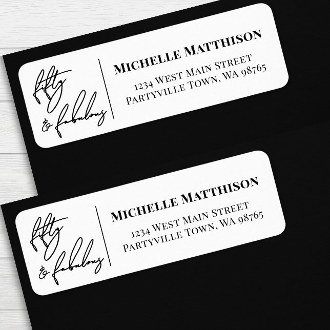 Étiquette Cinquante Et Incroyable Adresse De Retour Pour Les (Fifty And Fabulous 50th Birthday Return Address label )