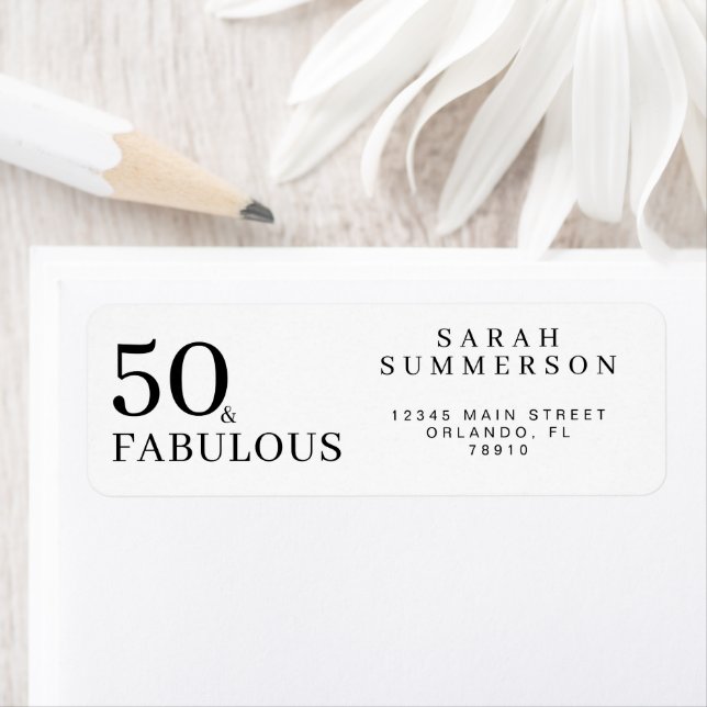 Étiquette Cinquante Moderne et Fabuleux Anniversaire 50 ans (En situation)