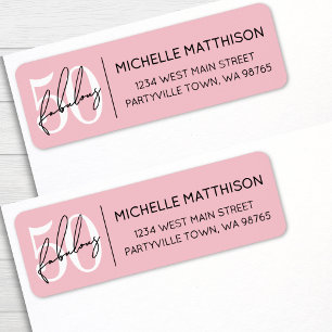 Étiquette Cinquante rose poudré Adresse pour 50e anniversair