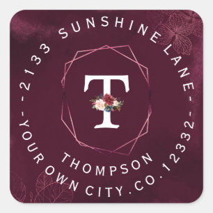 Étiquette circulaire de monogramme floral de Bourg