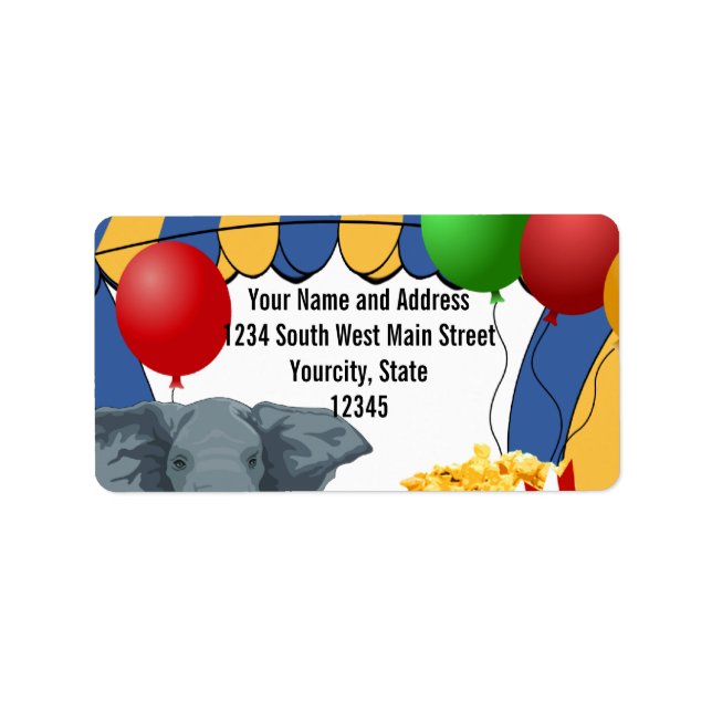 Étiquette Cirque Carnaval Personnalisé Anniversaire (Devant)