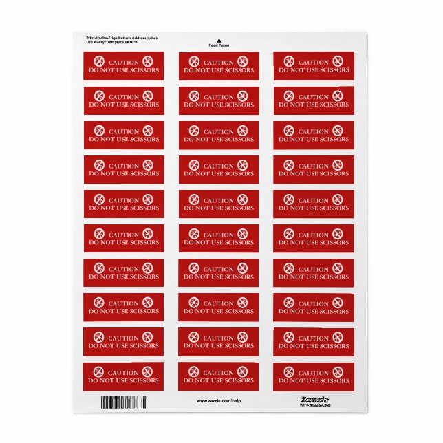 Étiquette Ciseaux Attention Ne pas utiliser de rouge d'inspi (Feuille entière)