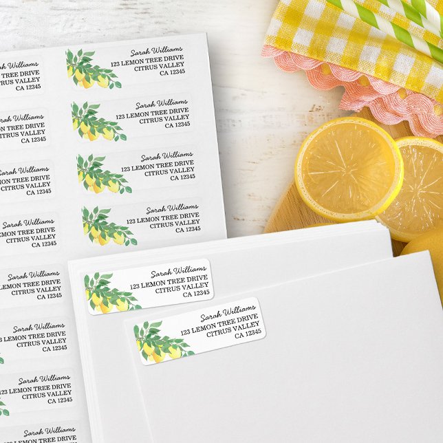 Étiquette Citron Citrus Nom et adresse de retour (Return address labels from my Citrus Lemon Baby Shower Collection)