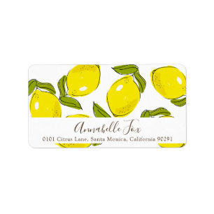 Étiquette Citron Motif blanc Adresse de retour Label