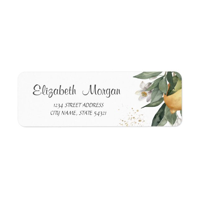 Étiquette Citrons Citrus Aquarelle en Fleurs (Devant)