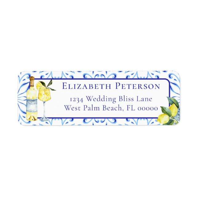 Étiquette Citrons Limoncello Cocktail Italien Adresse de Ret (Devant)