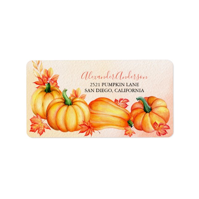 Étiquette Citrouille automne | Thanksgiving (Devant)