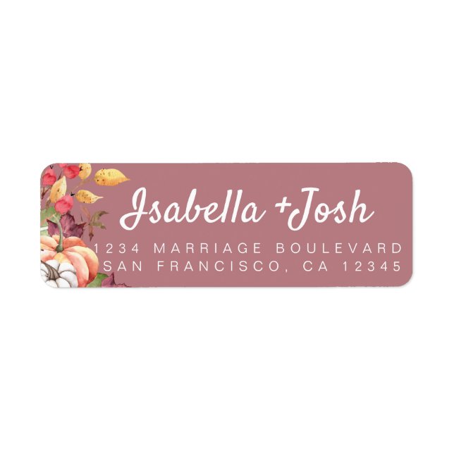 Étiquette Citrouille d'automne Folift Purple Mariage Adresse (Devant)