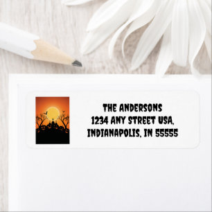 Étiquette Citrouille de la fête d'Halloween noir orange