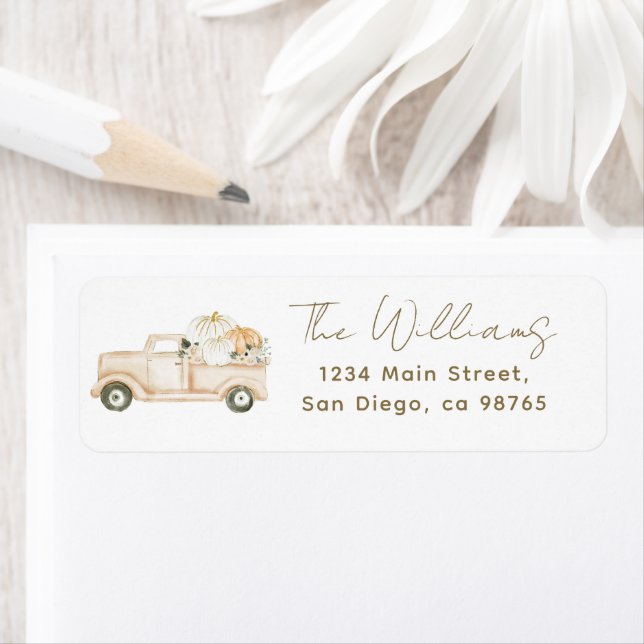 Étiquette Citrouille minimaliste simple moderne Baby shower  (En situation)