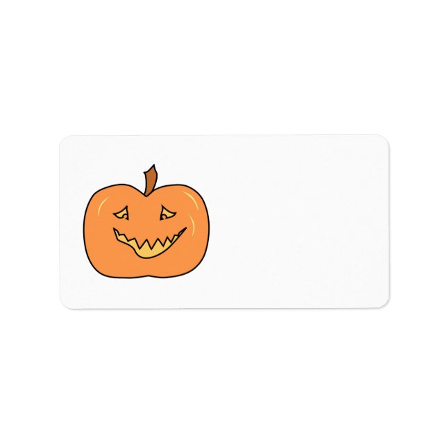 Étiquette Citrouille, Souriant. Halloween. (Devant)