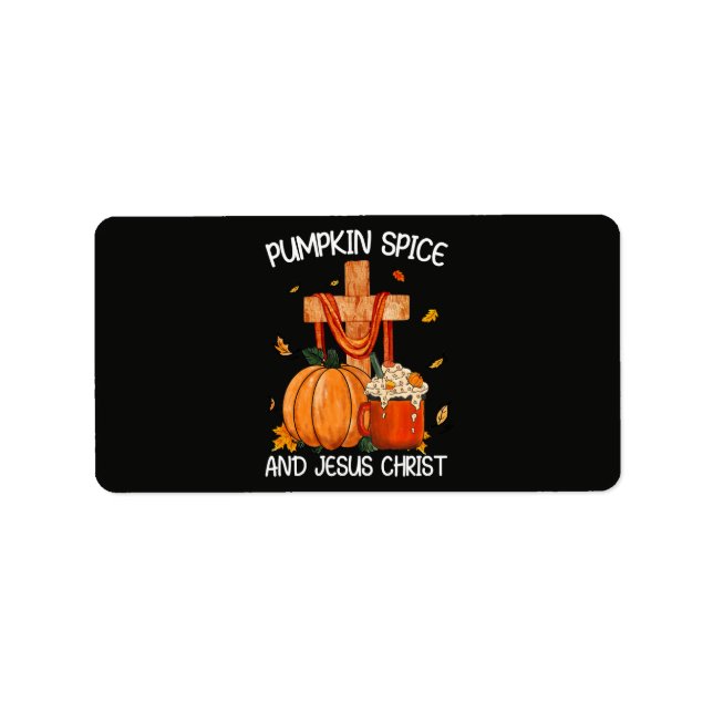 Étiquette Citrouille Spice et Jésus-Christ (Devant)