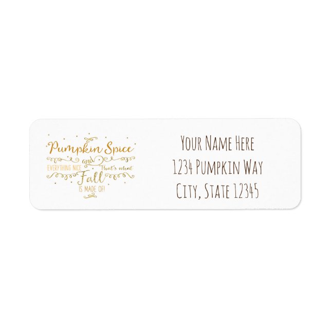 Étiquette Citrouille Spice & Everything Nice automne (Devant)