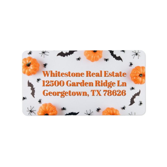 Étiquette Citrouilles de fête Halloween mignonnes avec adres (Devant)