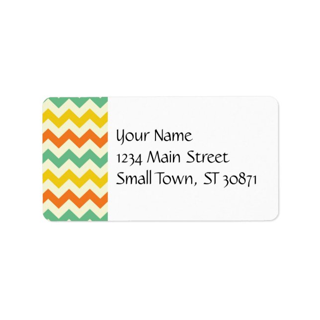 Étiquette Citrus Lime Vert Orange Jaune Chevron Zigzags (Devant)