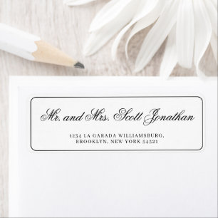 Étiquette Clair Noir Élégante Calligraphie Simple