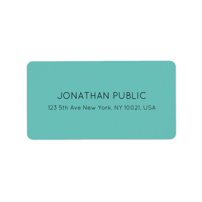 Étiquette Clair Turquoise bleu vert Elegant Adresse (Devant)