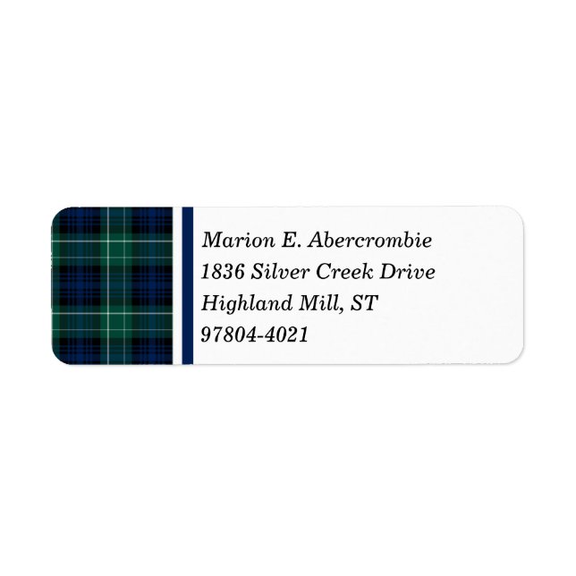 Étiquette Clan Abercrombie Tartan (Devant)