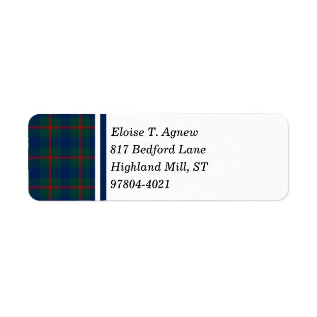 Étiquette Clan Agnew Tartan (Devant)