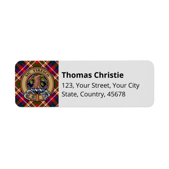 Étiquette Clan Christie Crest over Tartan (Devant)