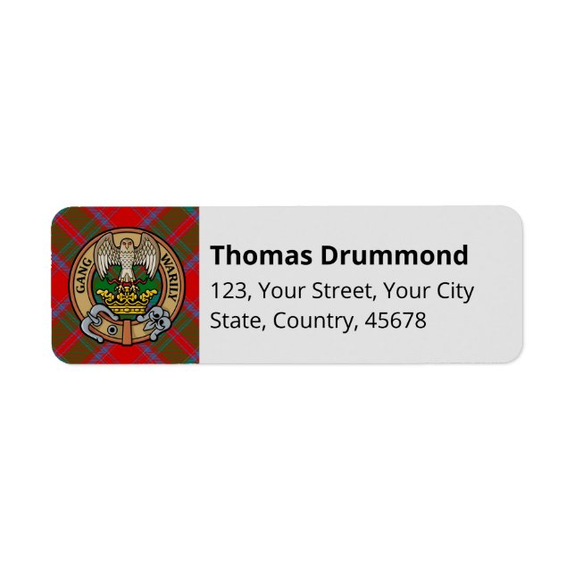 Étiquette Clan Drummond Crest sur Tartan (Devant)