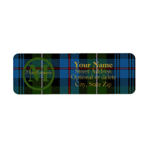 Étiquette Clan écossais MacKenzie Tartan Gold Nom-Initiale