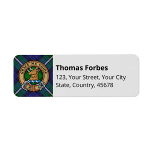 Étiquette Clan Forbes Crest sur Tartan