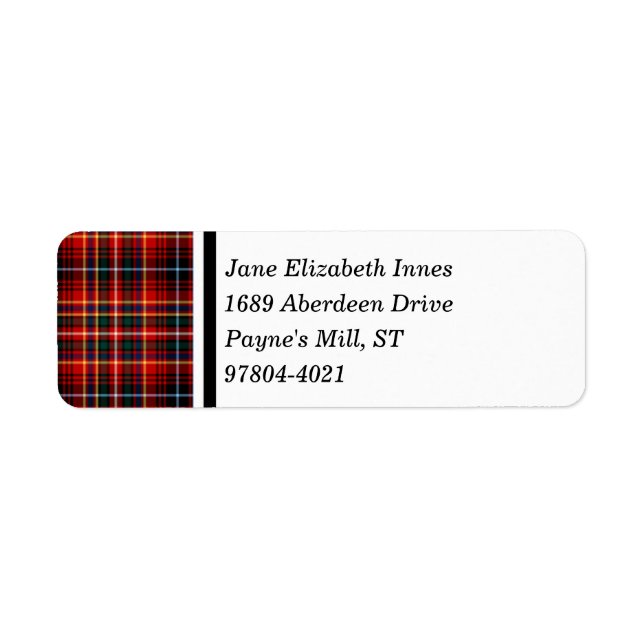 Étiquette Clan Innes Tartan Red Scottish Plaid (Devant)