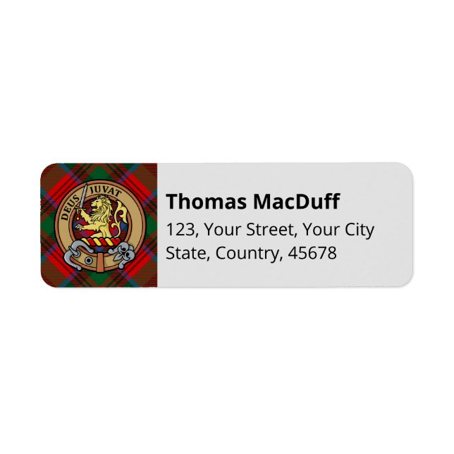 Étiquette Clan MacDuff Crest sur Tartan (Devant)