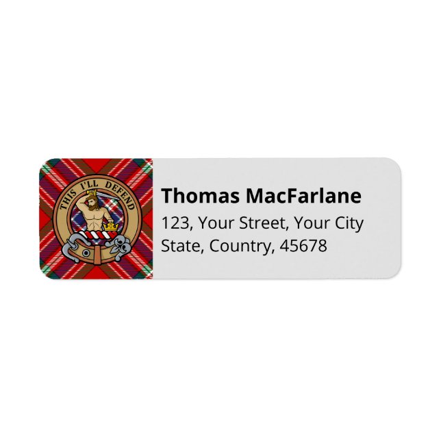 Étiquette Clan MacFarlane Red Tartan (Devant)
