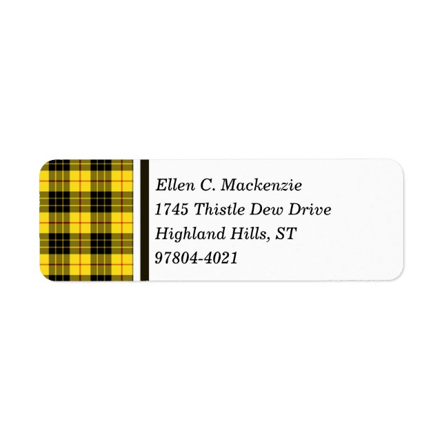 Étiquette Clan MacLeod Tartan écossais jaune et noir (Devant)
