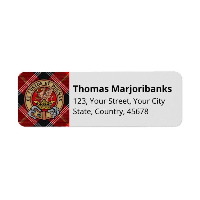 Étiquette Clan Marjoribanks crête sur Tartan (Devant)