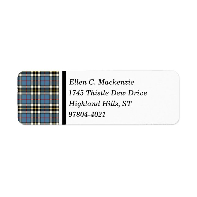 Étiquette Clan Thompson Robe Bleue Tartan (Devant)
