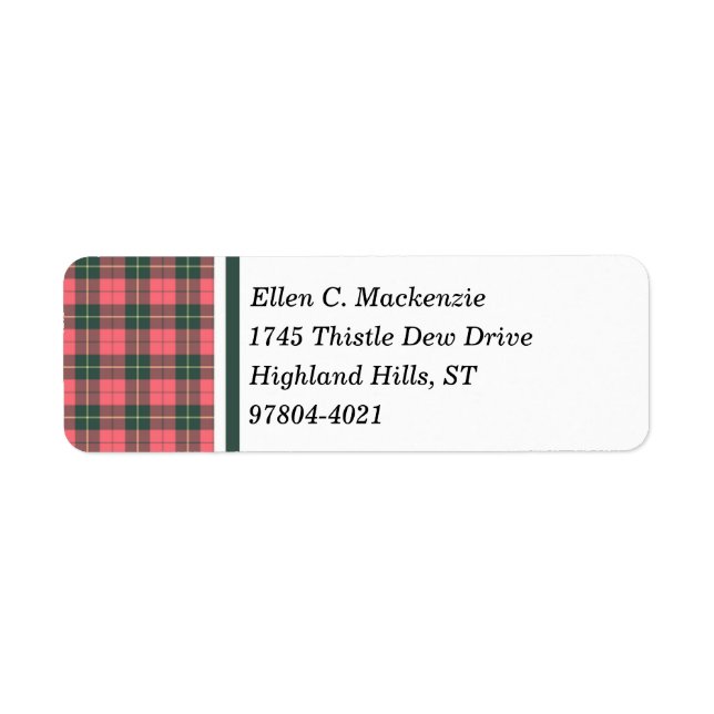Étiquette Clan Wallace rose et vert foncé Tartan Patiné (Devant)
