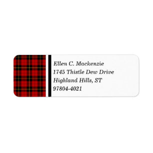 Étiquette Clan Wallace Tartan écossais rouge et noir