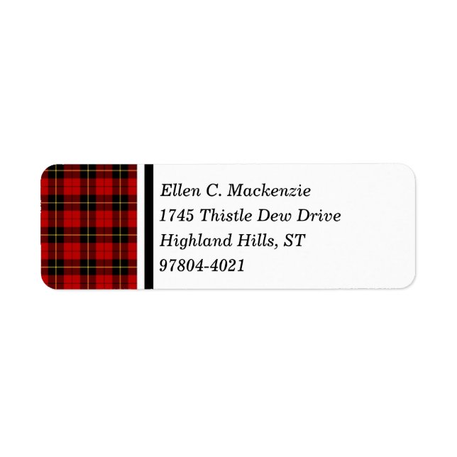 Étiquette Clan Wallace Tartan écossais rouge et noir (Devant)