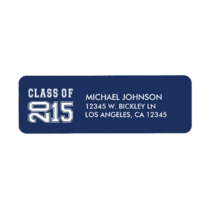 Étiquette Classe chique de bleu marine et de blanc de 2015